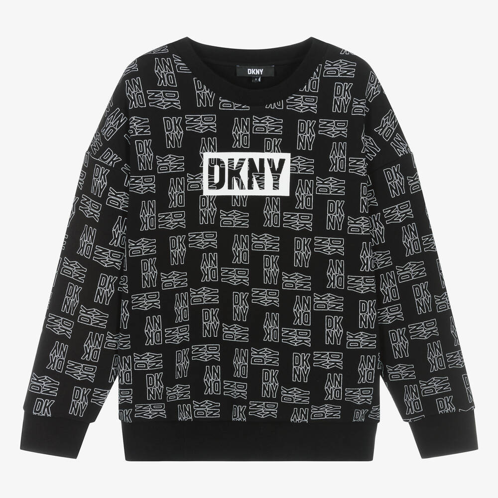 DKNY - سويتشيرت قطن لون أسود تينز | Childrensalon