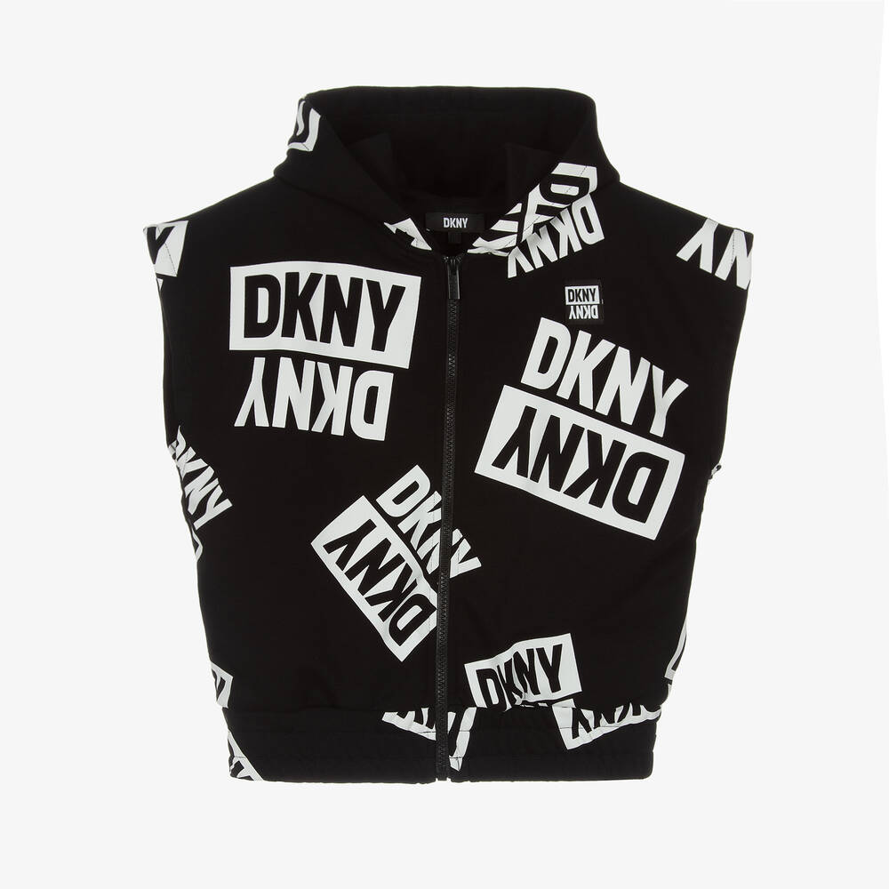 Dkny Teen Black & White Logo Zip-up Hoodie