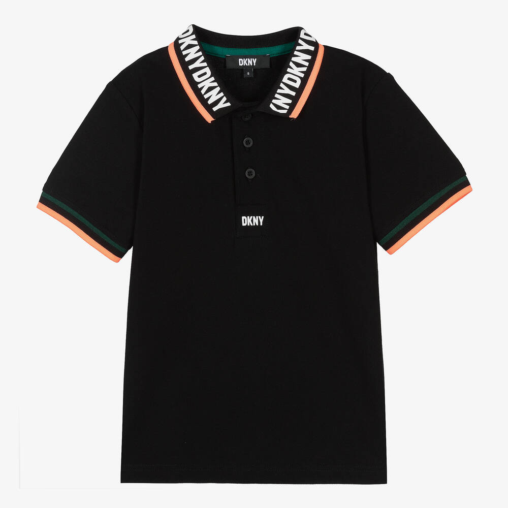 DKNY - Teen Boys Black Cotton Polo Shirt | Childrensalon