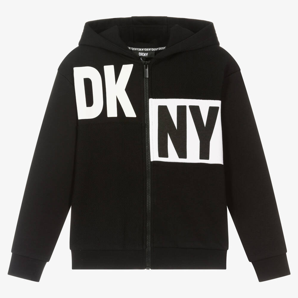 DKNY - Teen Boys Black Logo Zip-Up Hoodie | Childrensalon