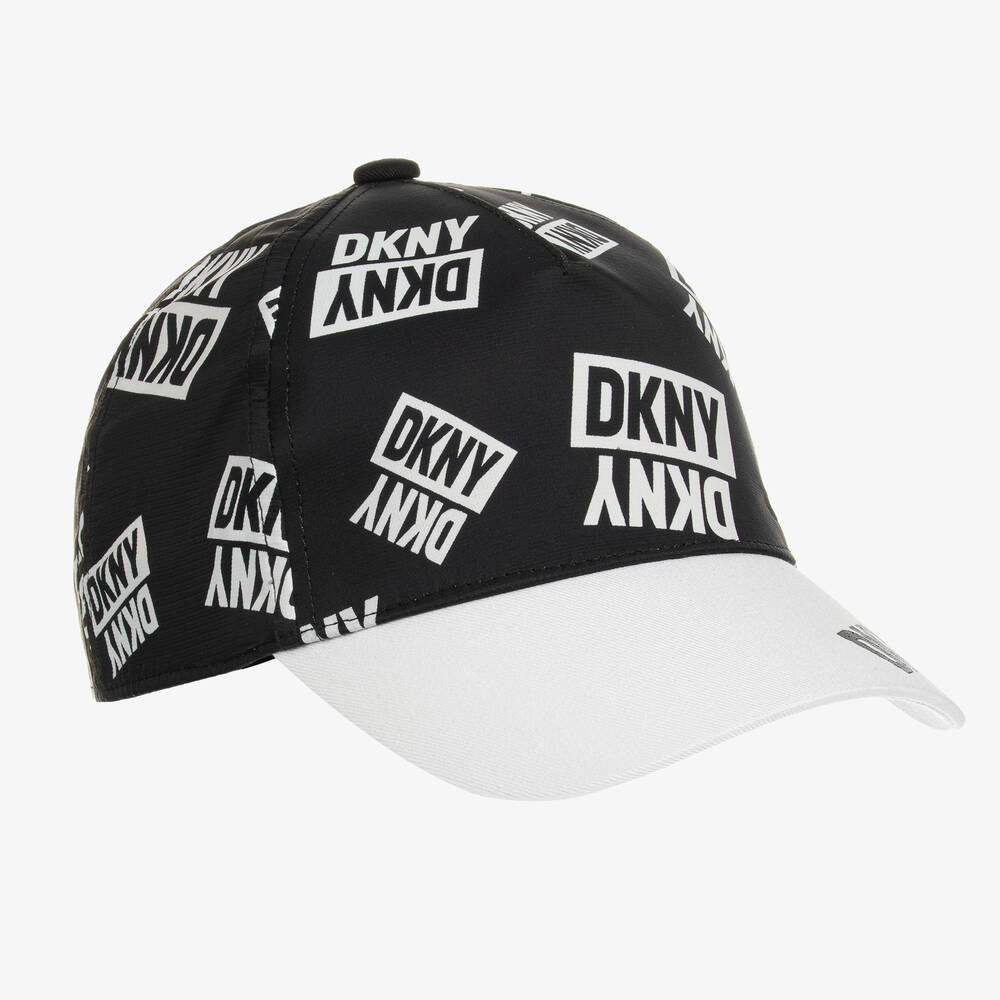 DKNY DKNY TEEN BOYS BLACK & WHITE BOX LOGO CAP