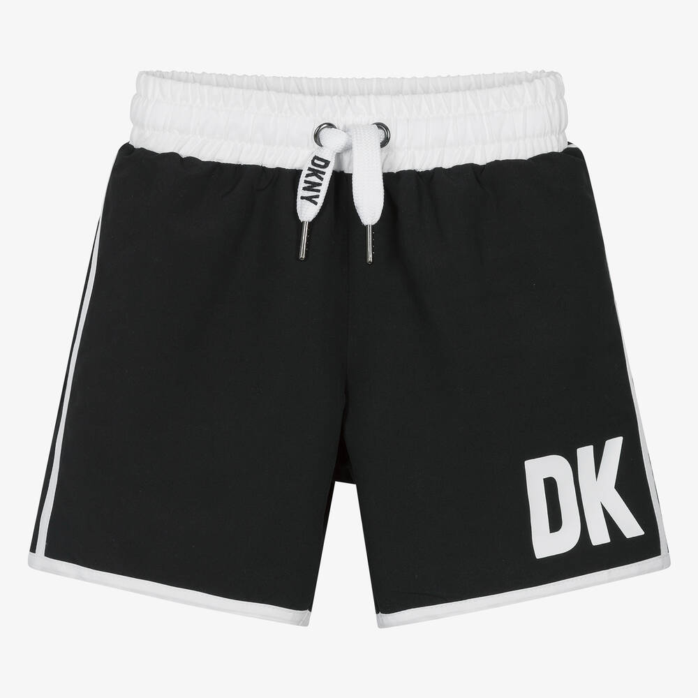 DKNY - Teen Boys Black & White Swim Shorts | Childrensalon