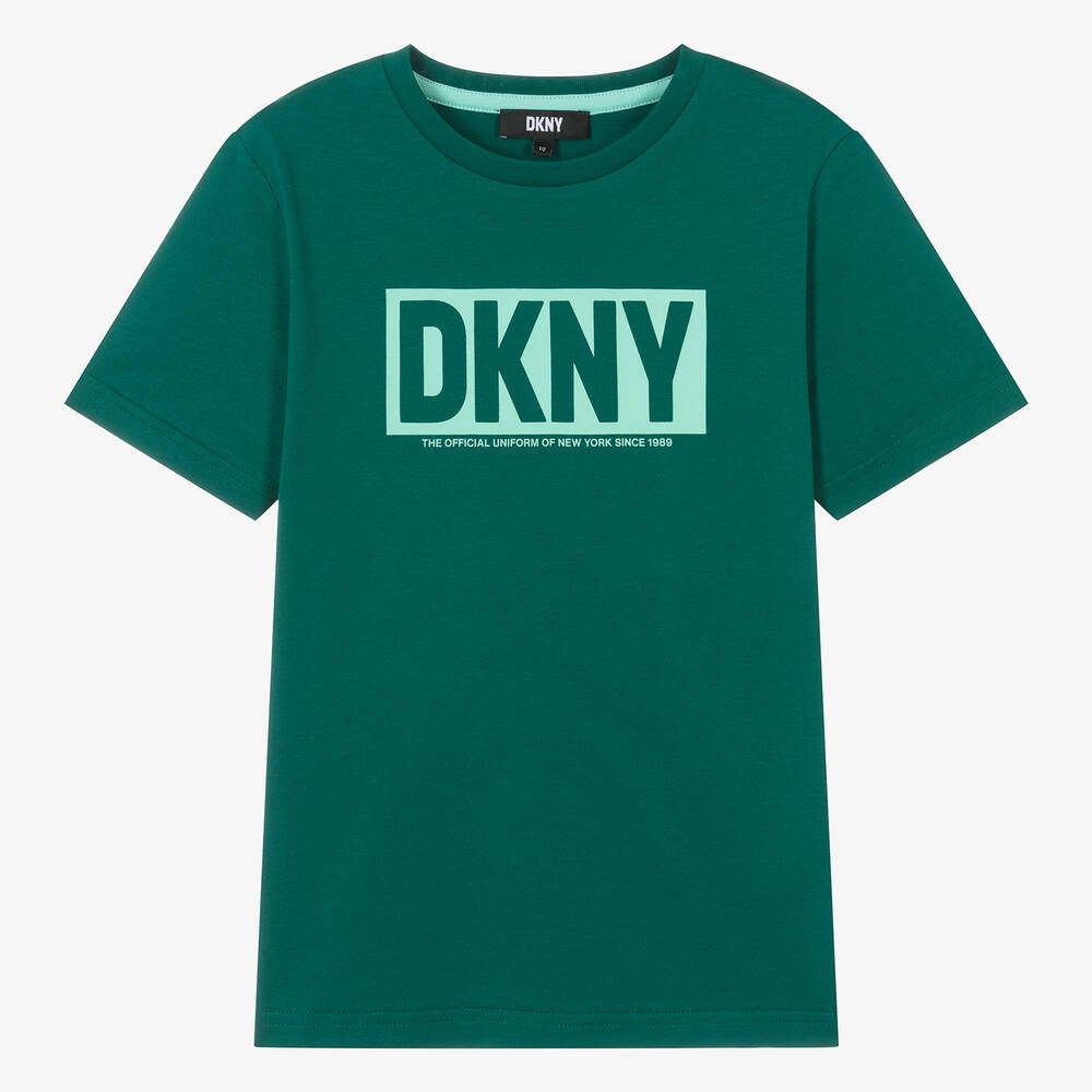 DKNY - T-shirt vert en jersey de coton ado | Childrensalon