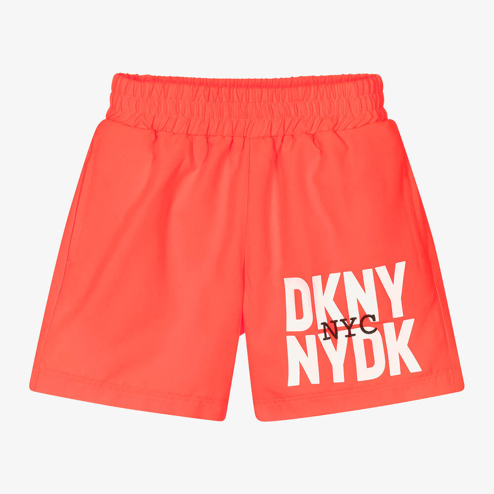 DKNY - Teen Boys Neon Orange Swim Shorts | Childrensalon