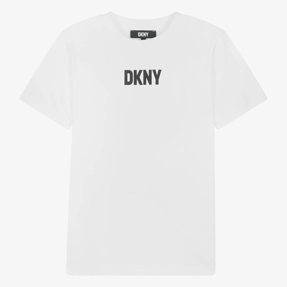 DKNY - تيشيرت قطن لون أبيض للمراهقين | Childrensalon