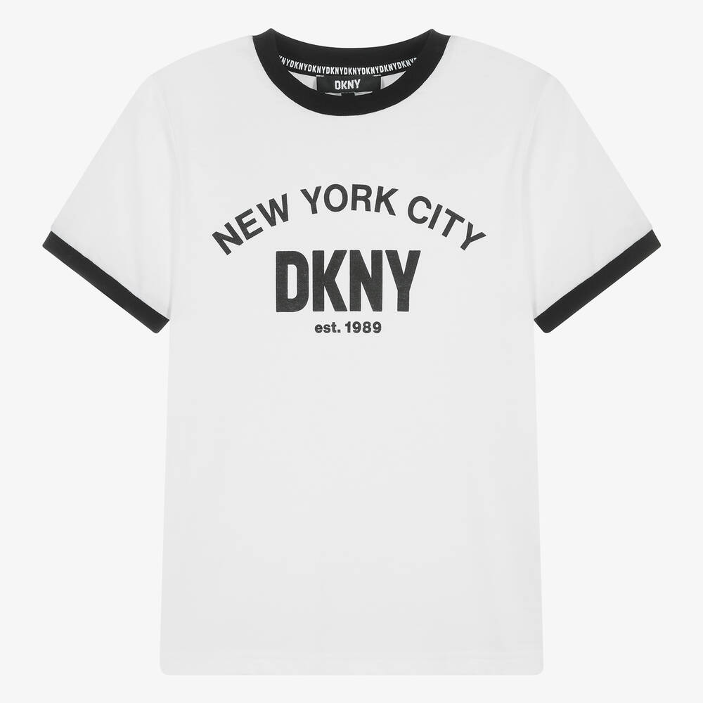 DKNY - تيشيرت قطن لون أبيض للمراهقين | Childrensalon