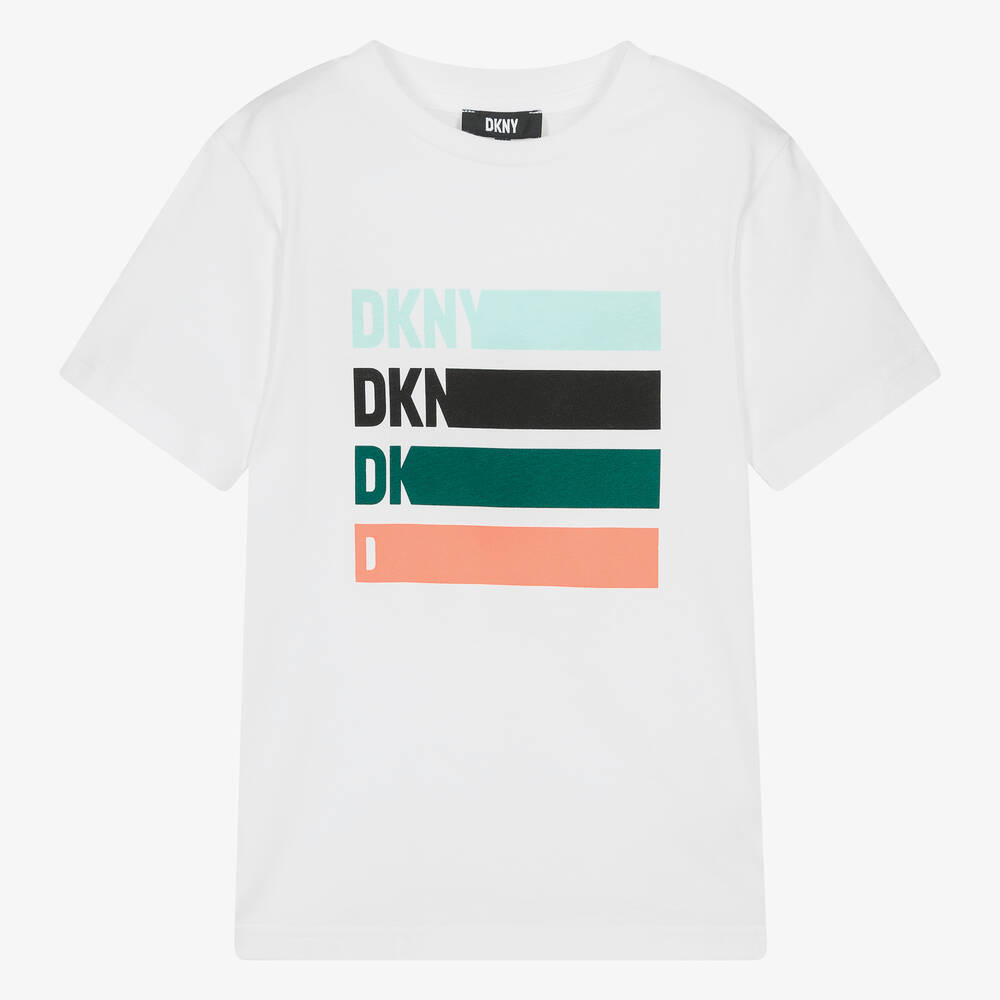 DKNY - تيشيرت قطن جيرسي لون أبيض للمراهقين | Childrensalon