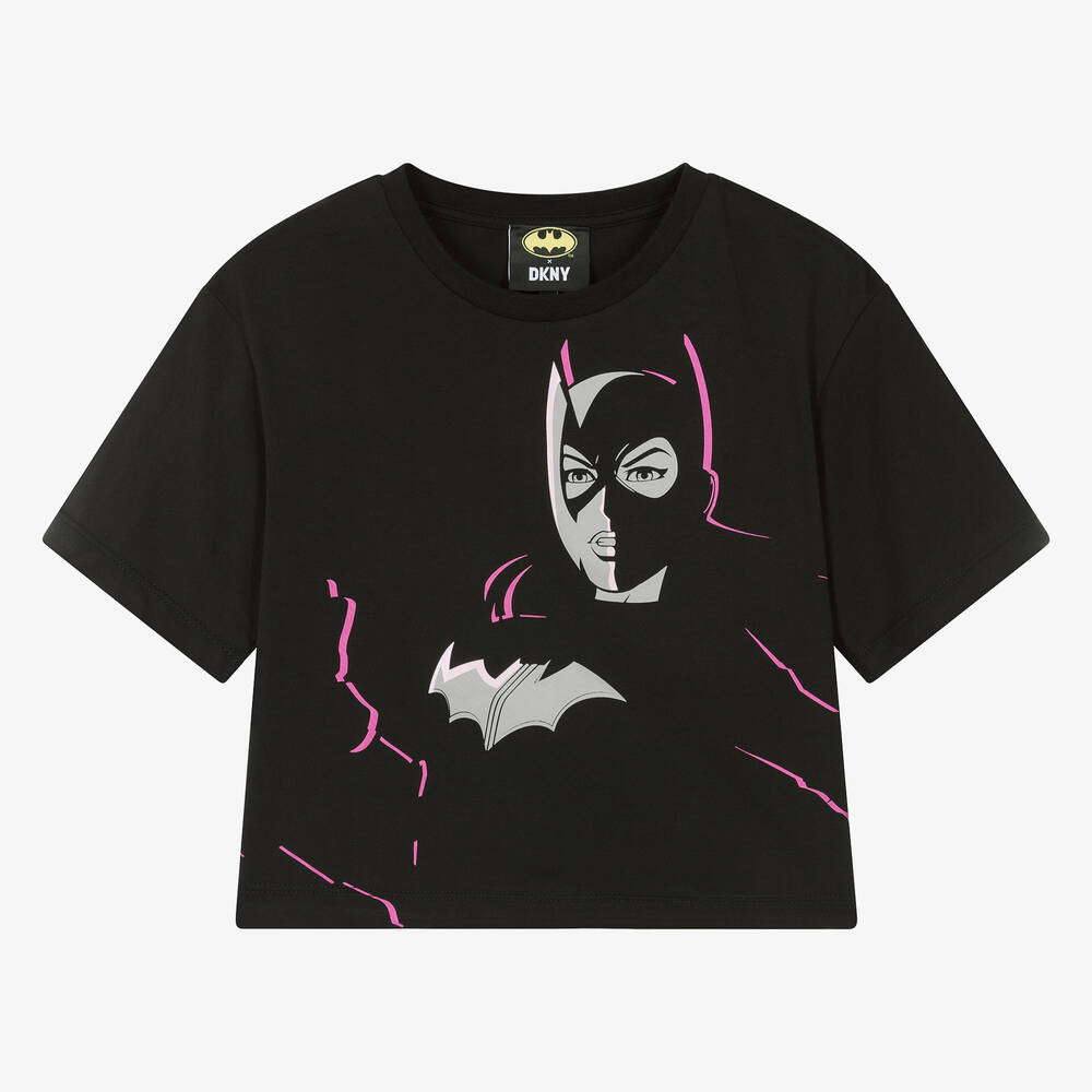 DKNY - Черная хлопковая футболка Batgirl для девочек-подростков  | Childrensalon