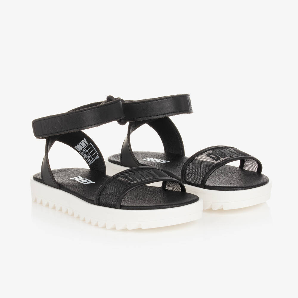 Dkny Teen Girls Black Faux Leather Sandals