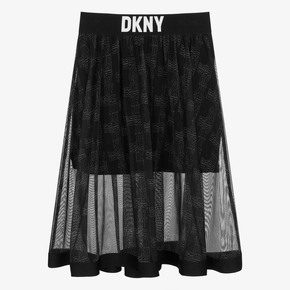 DKNY - تنورة شبك وجيرسي لون أسود للمراهقات | Childrensalon
