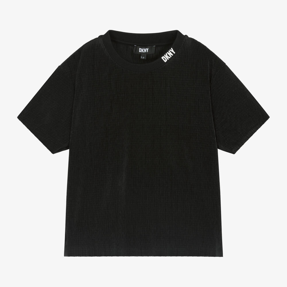 DKNY - Teen Girls Black Plissé T-Shirt | Childrensalon