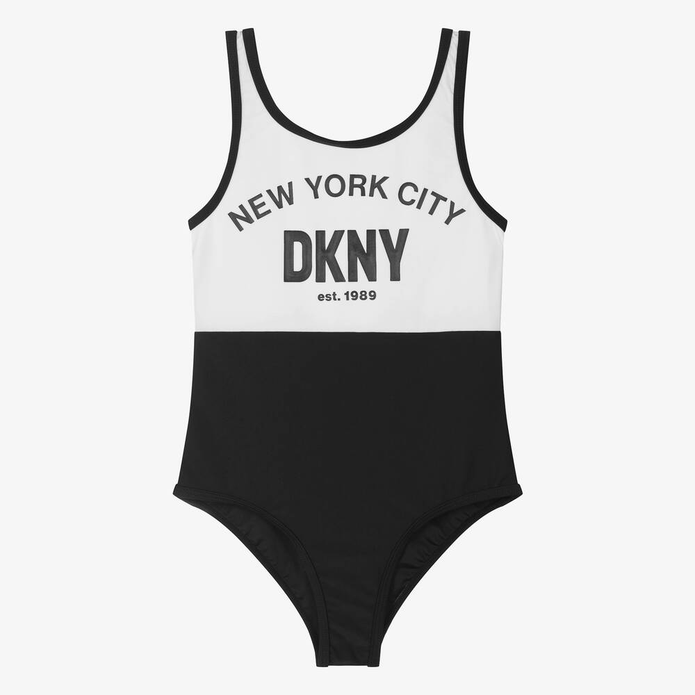 DKNY - مايّو لون أسود وأبيض للمراهقات | Childrensalon