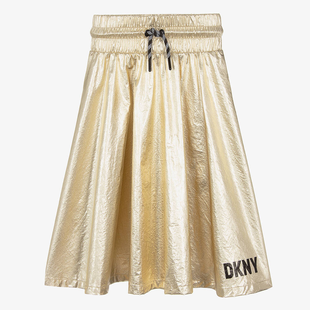 DKNY - تنورة ميدي لون ذهبي للمراهقات | Childrensalon