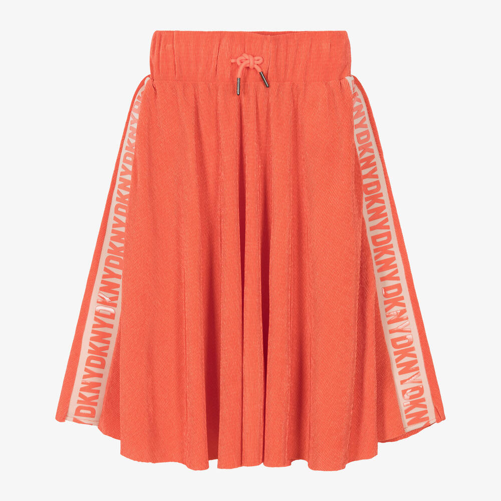 DKNY - Teen Girls Orange Pleated Midi Skirt | Childrensalon