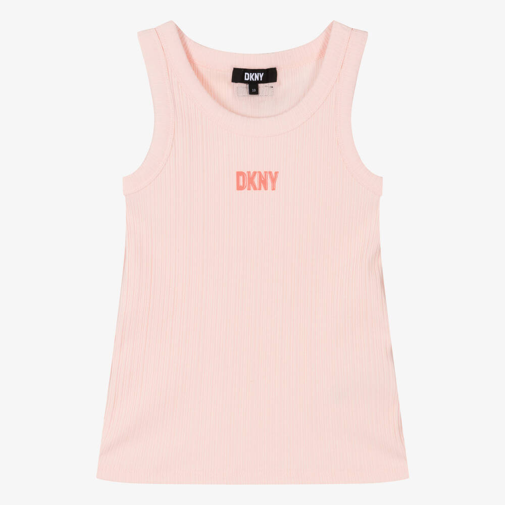 DKNY - Teen Girls Pink Ribbed Cotton Top | Childrensalon
