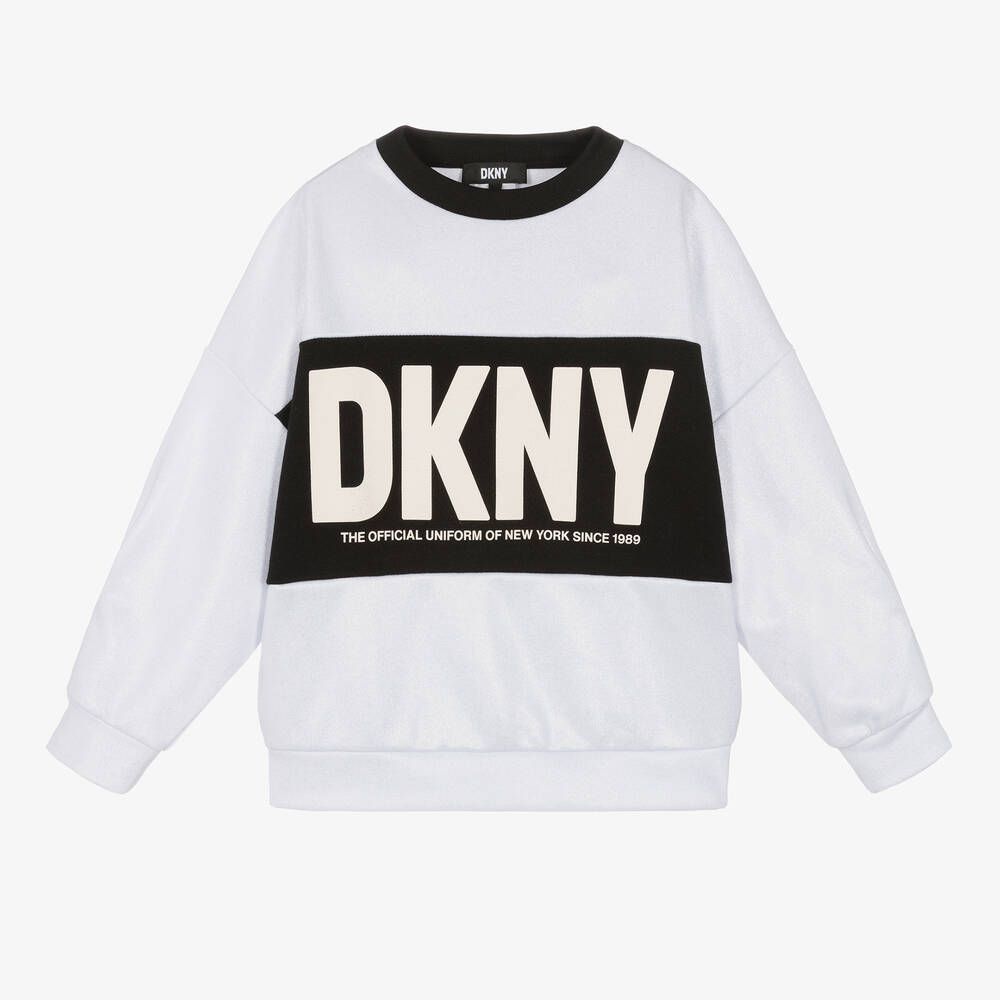 DKNY - Teen Girls Silver Lurex Sweatshirt | Childrensalon