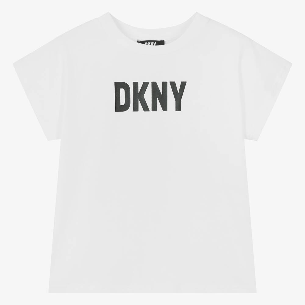 DKNY - T-shirt blanc en coton bio ado fille | Childrensalon