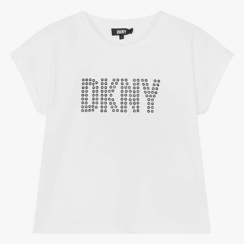 DKNY - Teen Girls White Organic Cotton T-Shirt | Childrensalon