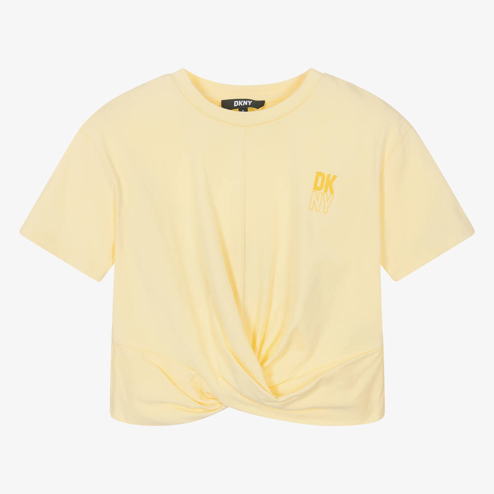 Shop Dkny Teen Girls Yellow Cotton T-shirt