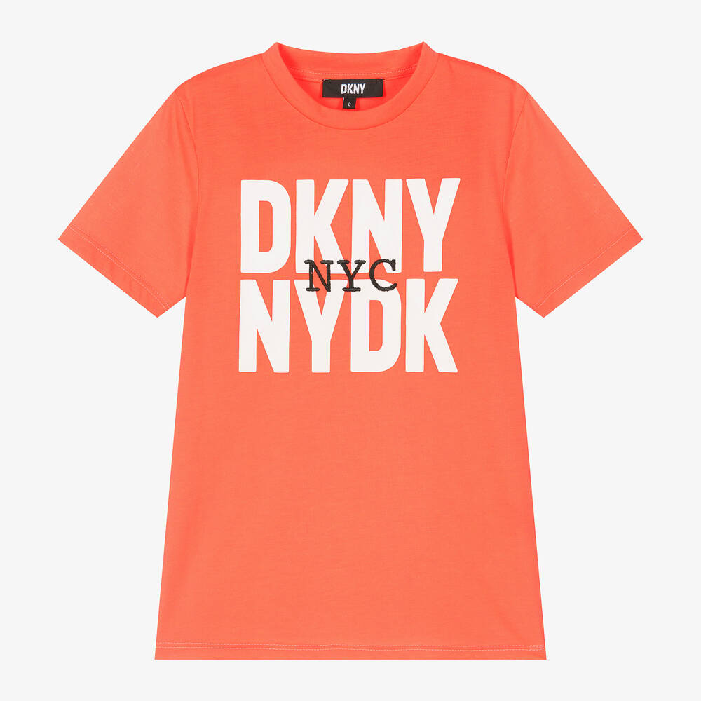 Dkny Teen Neon Orange Cotton T-shirt