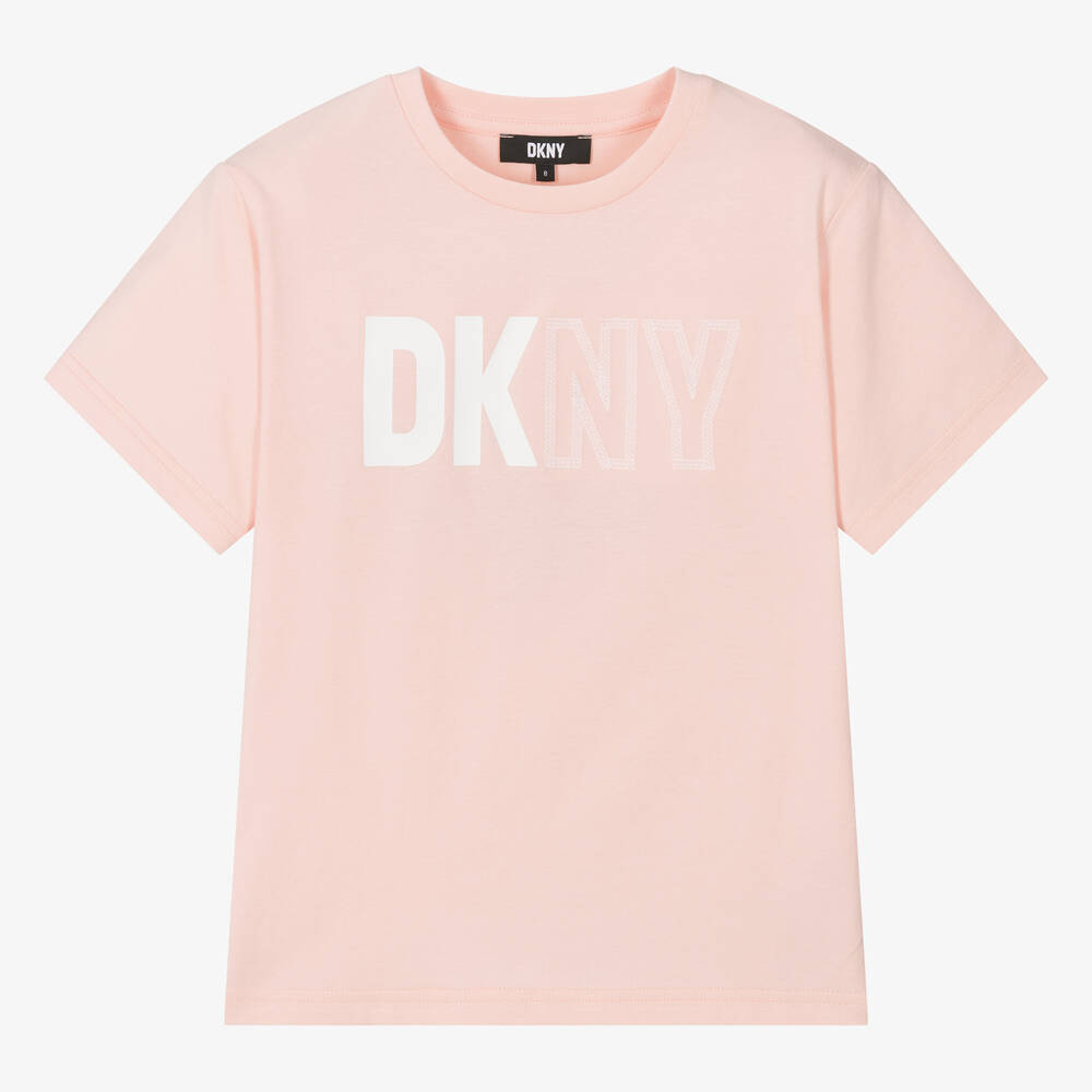 DKNY - تيشيرت قطن عضوي لون زهري تينز | Childrensalon
