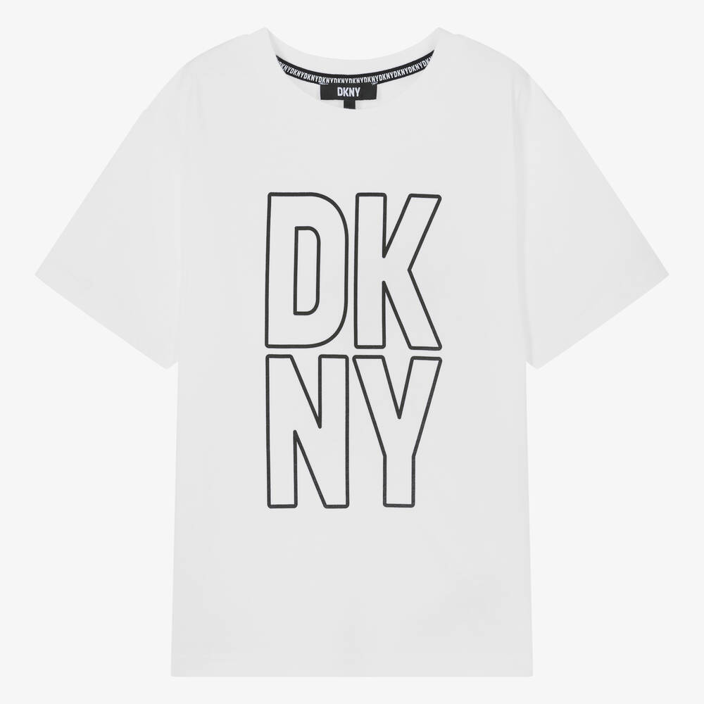 DKNY - T-shirt blanc en jersey de coton ado | Childrensalon