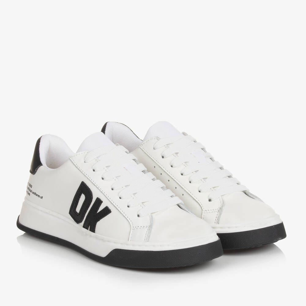 DKNY - Teen White Leather Trainers | Childrensalon