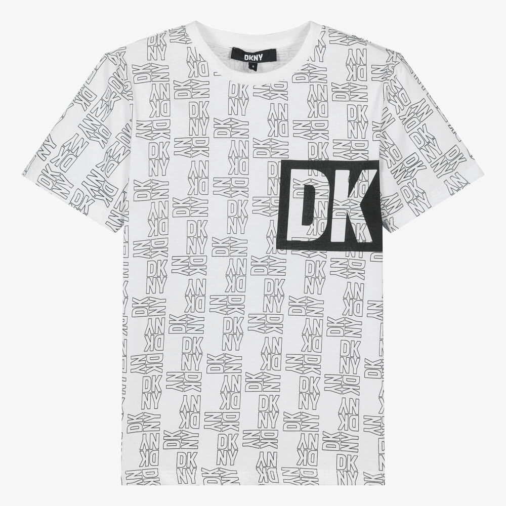 DKNY - تيشيرت قطن عضوي لون أبيض تينز | Childrensalon