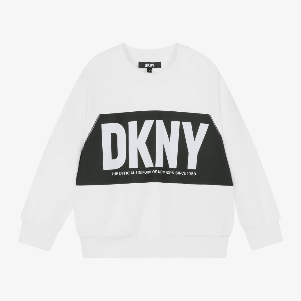 DKNY -  سويتشيرت قطن جيرسي لون أبيض | Childrensalon