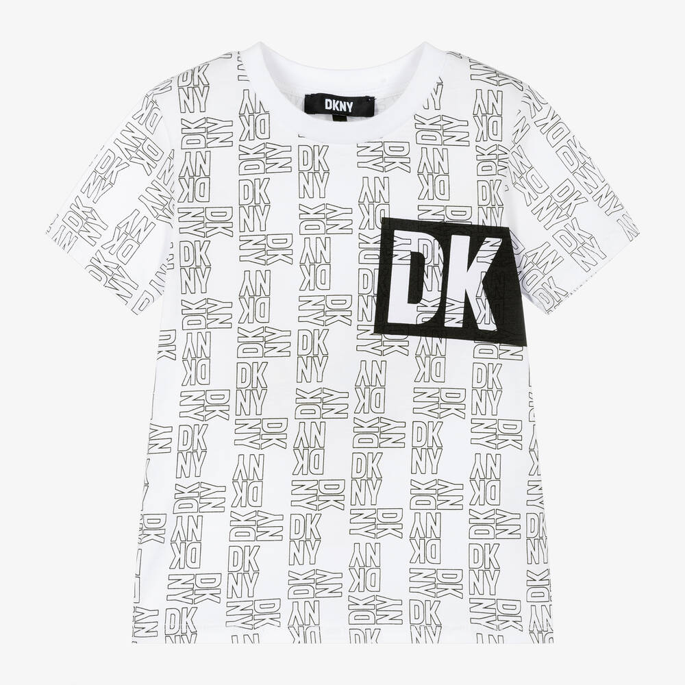 DKNY - تيشيرت قطن جيرسي لون أبيض | Childrensalon