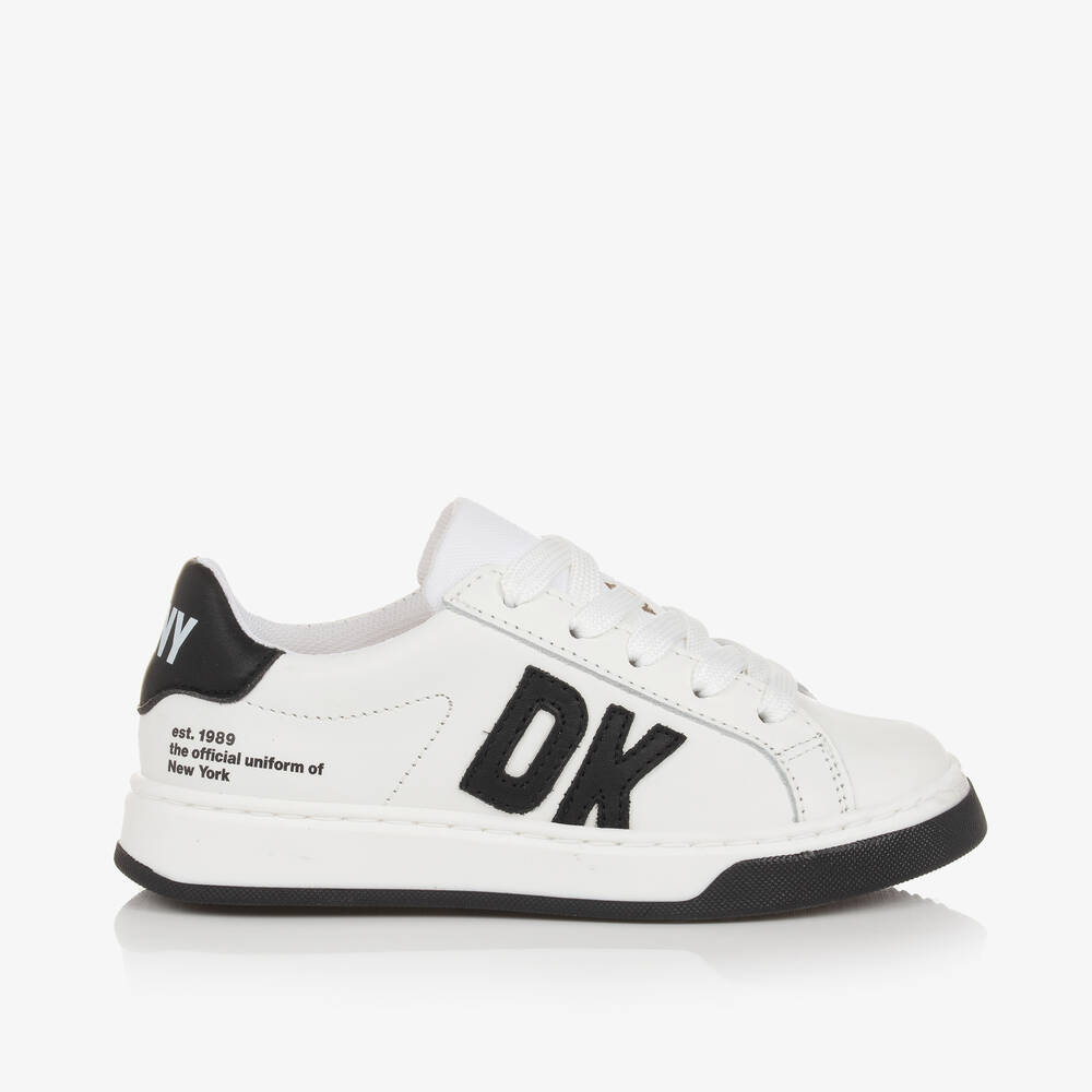 Dkny White Leather Lace-up Trainers