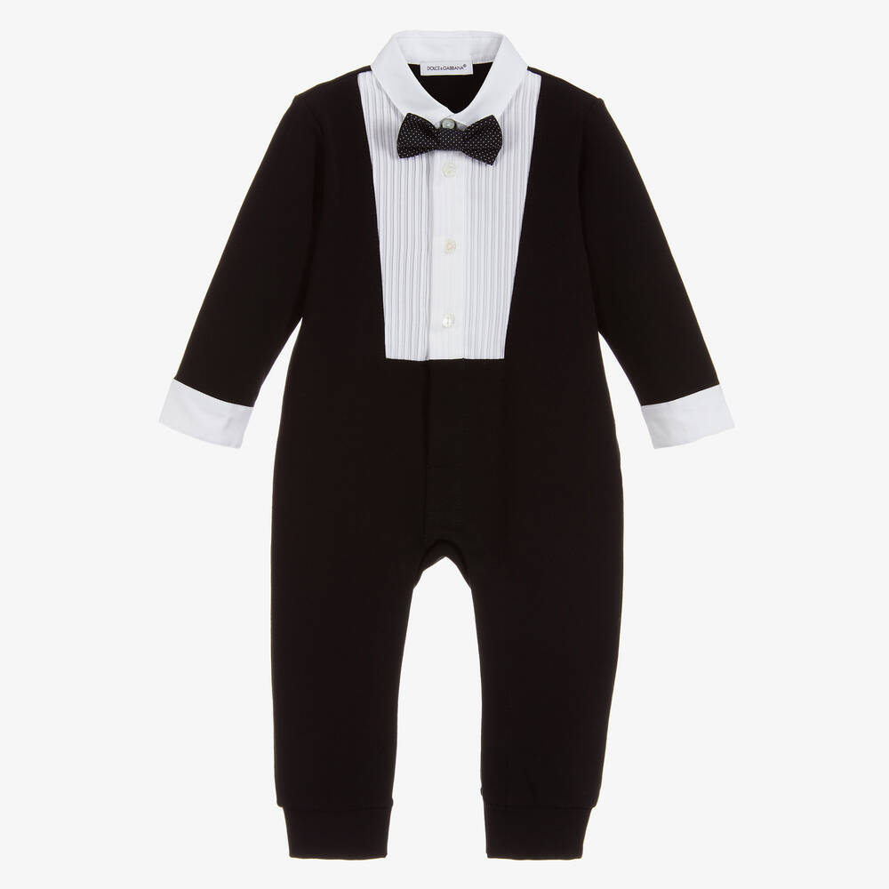 Dolce & Gabbana - Baby Boys Black Tuxedo Romper | Childrensalon