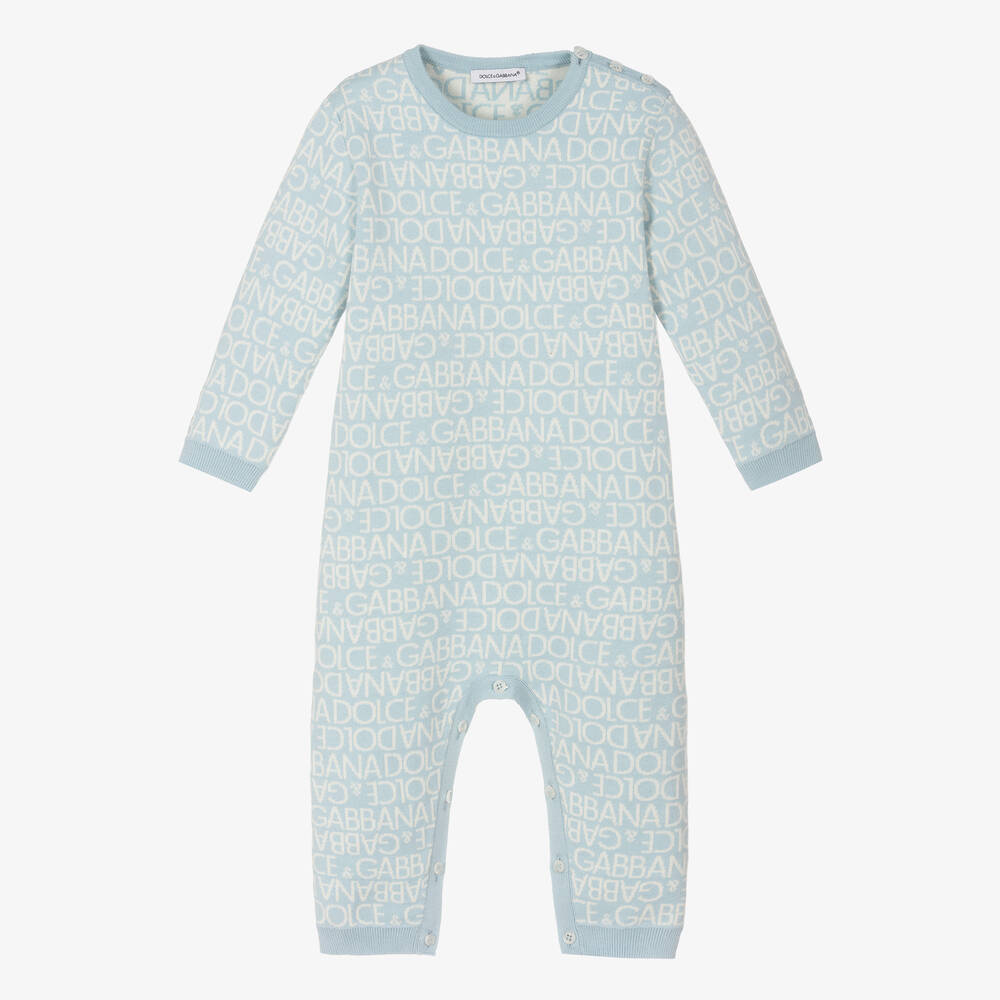 Dolce & Gabbana Baby Boys Cotton Knit Romper In Blue