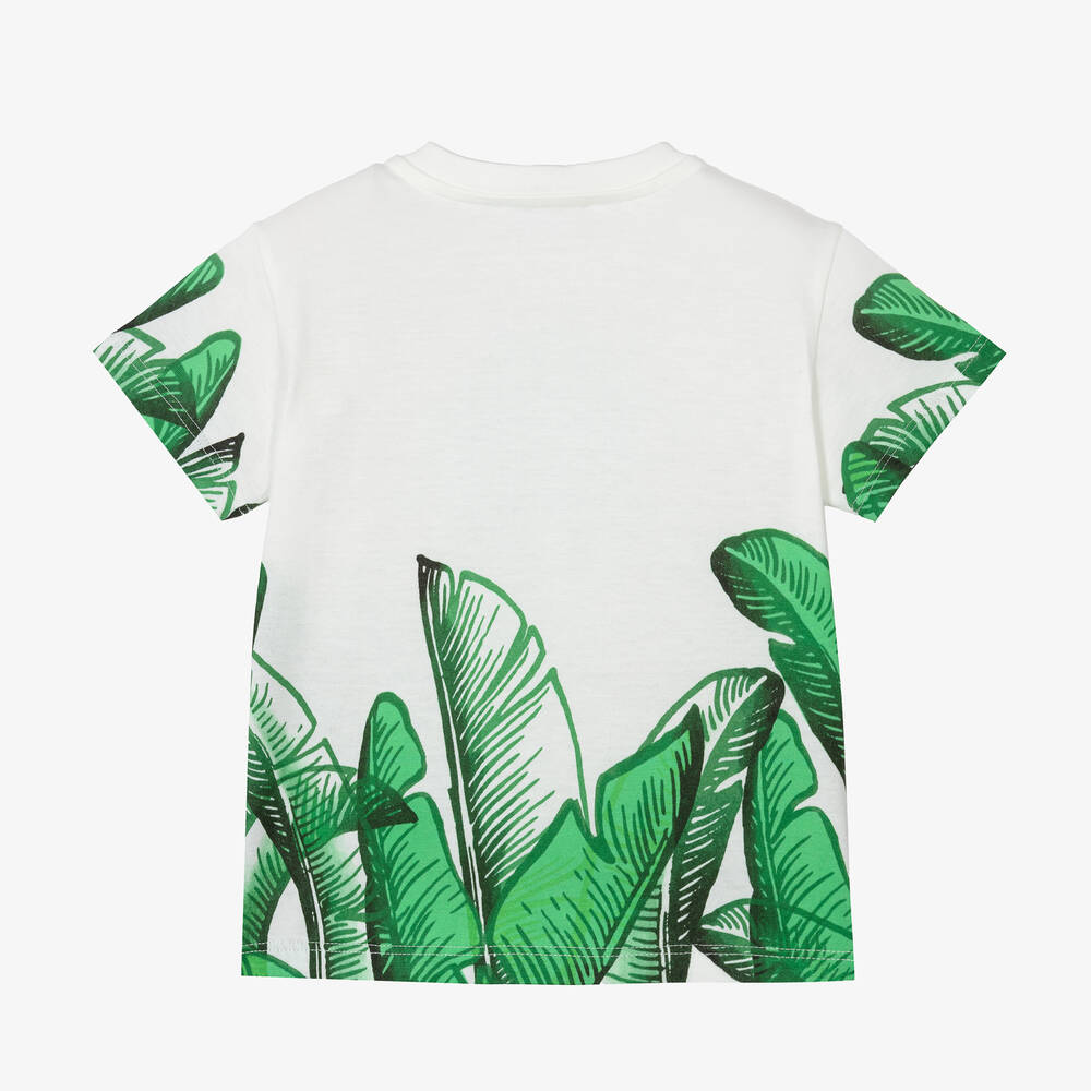 Dolce & Gabbana - Baby Boys White Cotton Leaf T-Shirt | Childrensalon