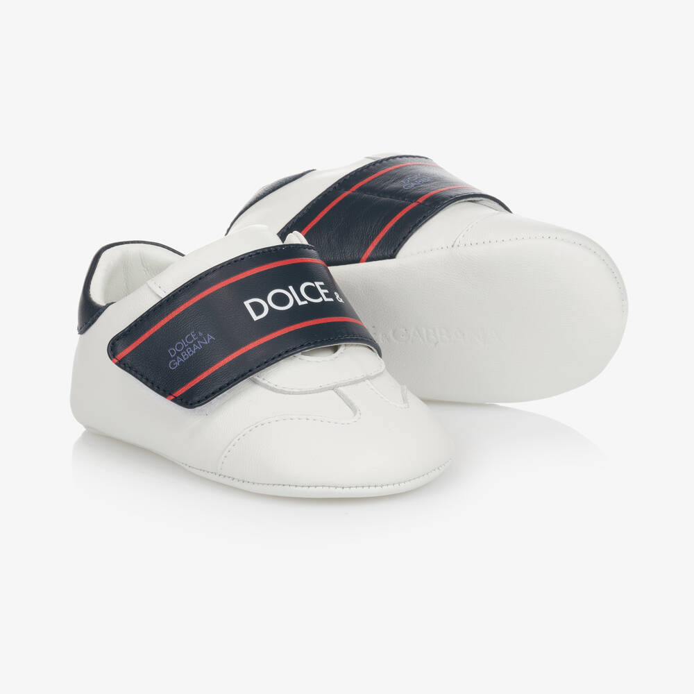 Dolce & Gabbana - Белые кожаные кроссовки для малышей | Childrensalon