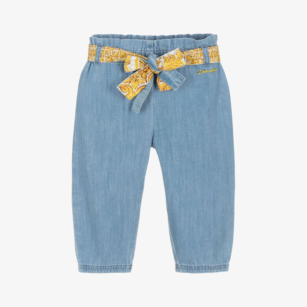 Dolce & Gabbana Baby Girls Blue Chambray Trousers