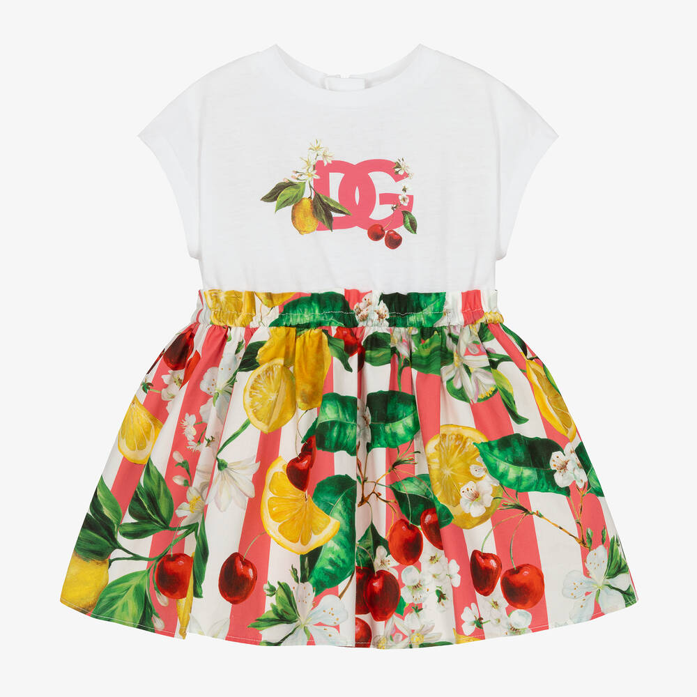 Dolce & Gabbana - Baby Girls Lemon & Cherry Print Cotton Dress | Childrensalon
