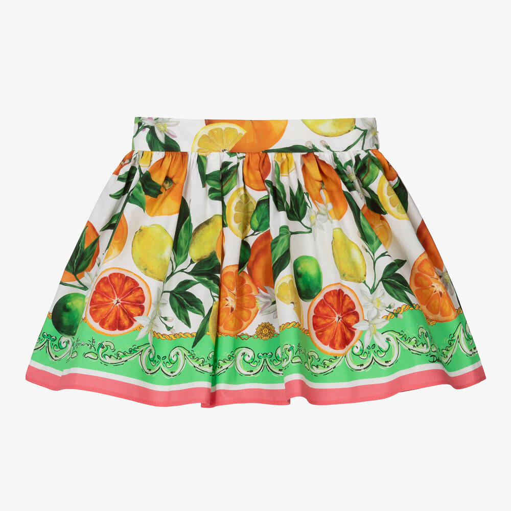 Dolce & Gabbana - Baby Girls Pink Cotton Fruit Print Skirt | Childrensalon