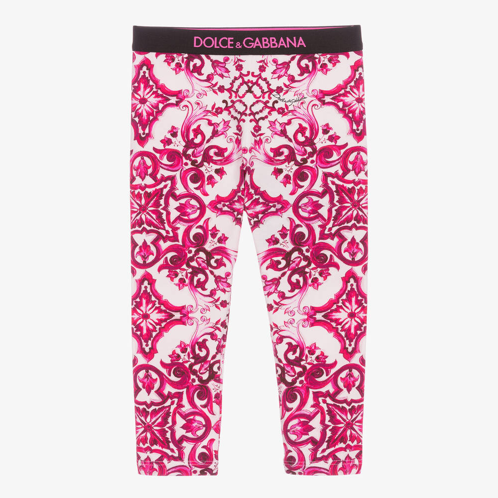 Dolce & Gabbana - Baby Girls Pink Cotton Majolica Leggings