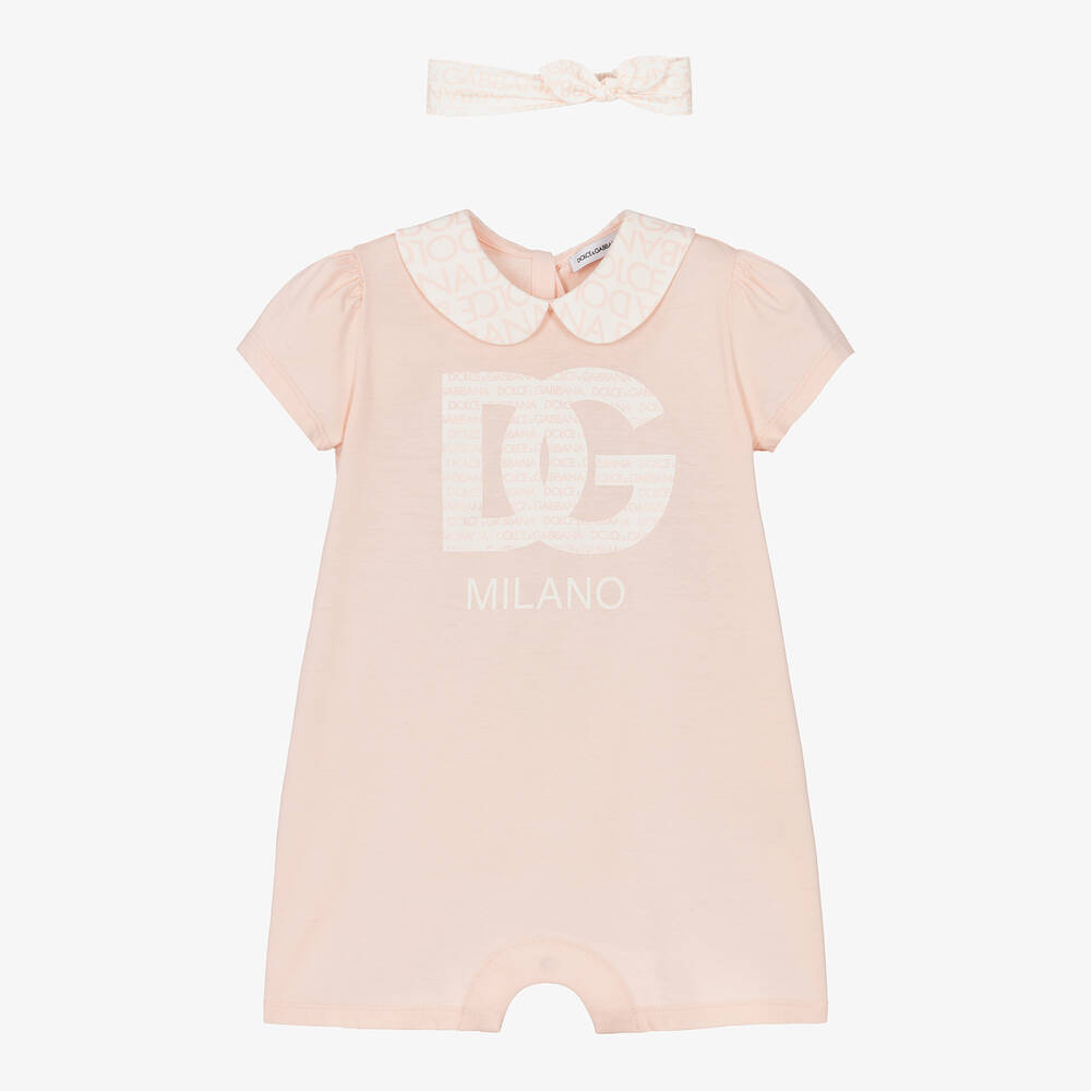 Dolce & Gabbana - Baby Girls Pink Cotton Shortie Set | Childrensalon