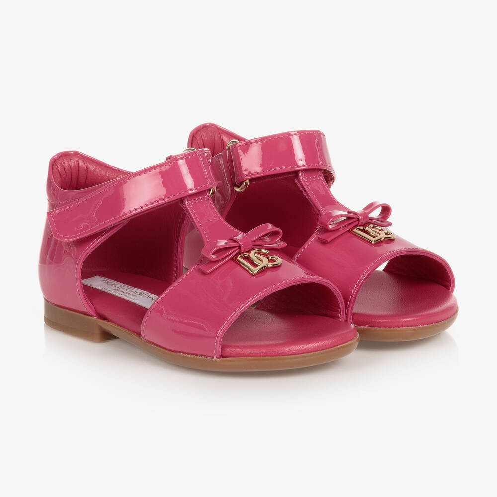 DOLCE & GABBANA BABY GIRLS PINK PATENT LEATHER SANDALS