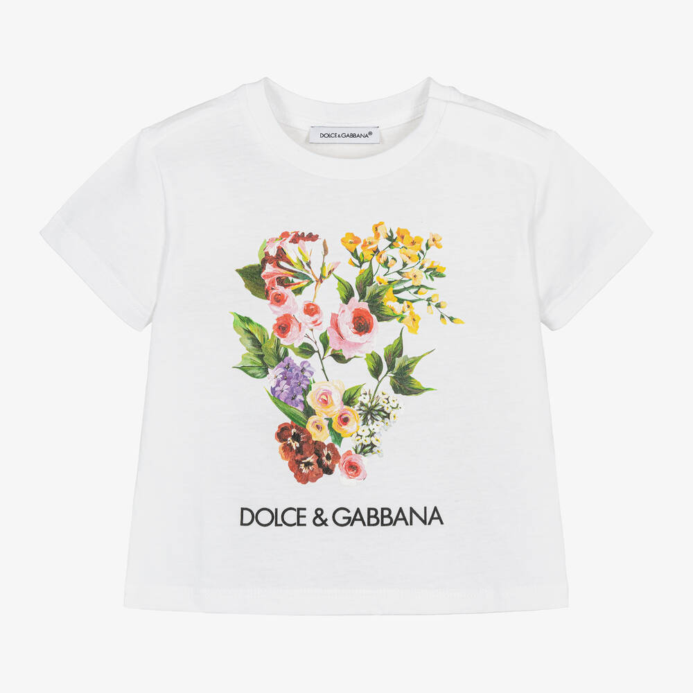 Dolce & Gabbana - تيشيرت قطن لون أبيض للمولودات | Childrensalon