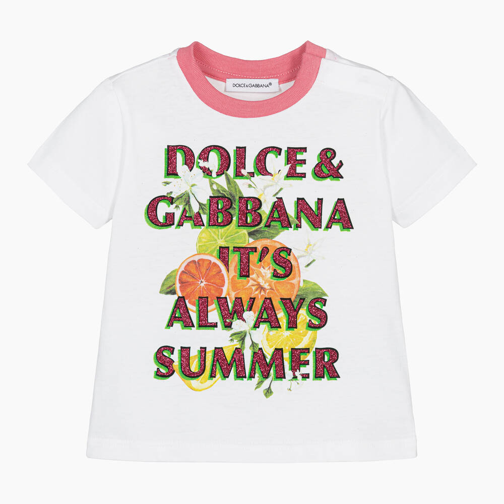 Dolce & Gabbana - Baby Girls White Italian Holiday T-Shirt  | Childrensalon