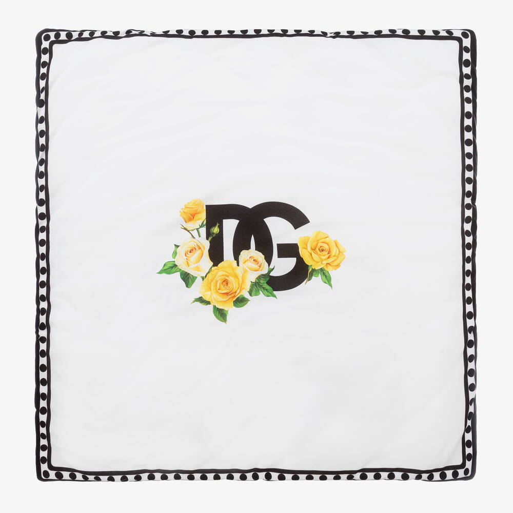 Shop Dolce & Gabbana Baby Girls White Padded Dg Blanket (77cm)