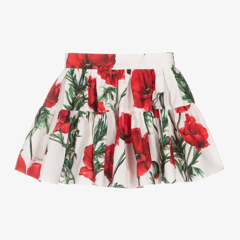 Dolce & Gabbana - Baby Girls White Poppy Logo Skirt | Childrensalon