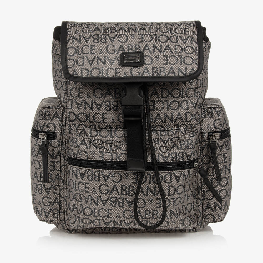 Shop Dolce & Gabbana Beige & Black Drawstring Backpack (34cm)