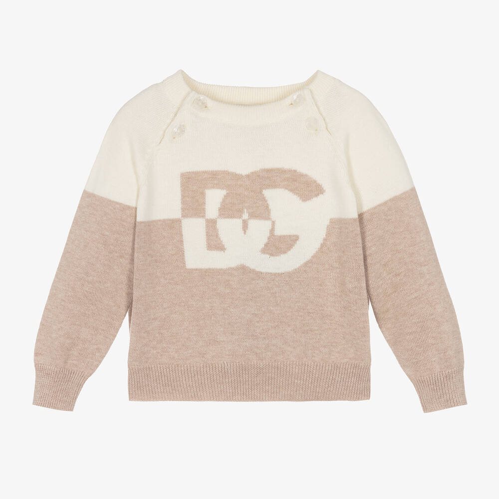 Dolce & Gabbana - Кремово-бежевый свитер из хлопка и кашемира | Childrensalon