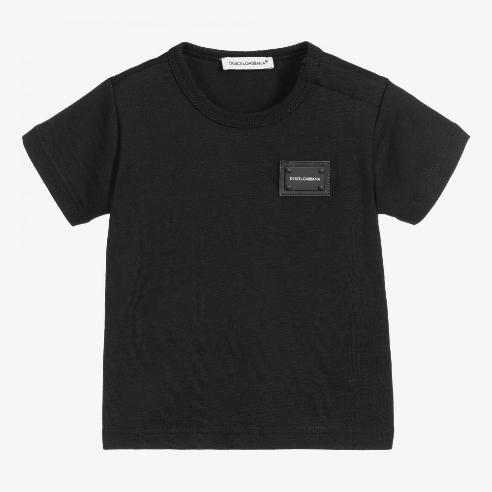Dolce & Gabbana - Black Cotton Baby T-Shirt | Childrensalon
