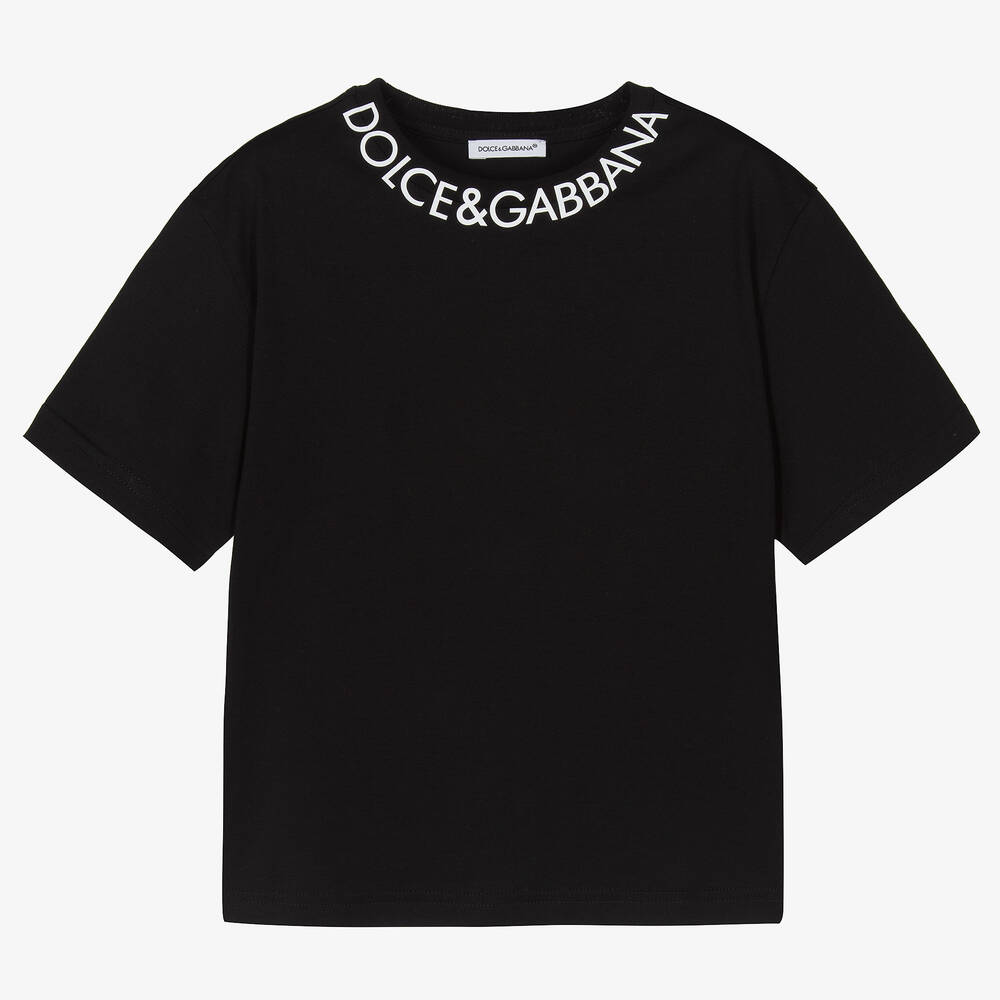 Dolce & Gabbana - Черная футболка из хлопкового джерси | Childrensalon