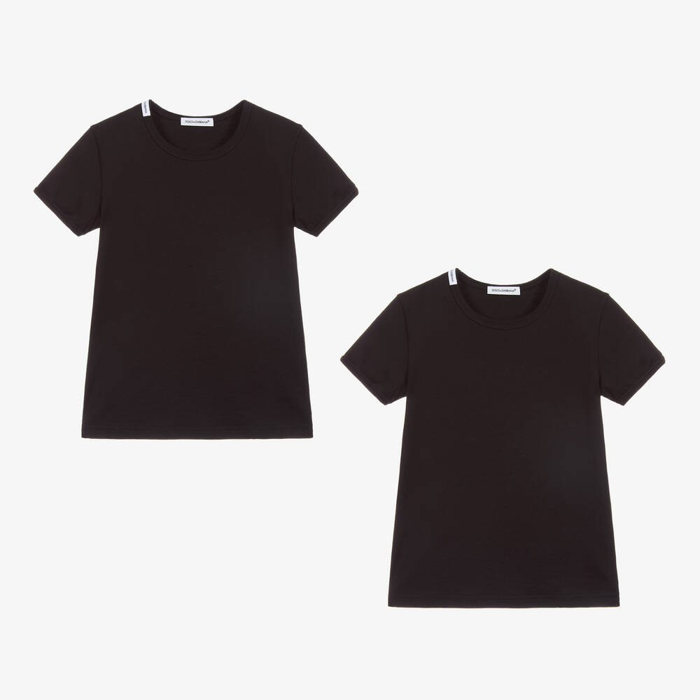 Dolce & Gabbana - Black Cotton T-Shirts (2 Pack) | Childrensalon